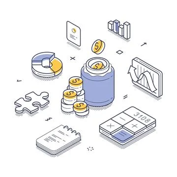 Financial management tools and elements showcasing investment strategies li.. イラスト素材