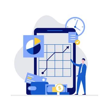 Financial management vector illustration concept with characters. Modern flat Stock Illustration
