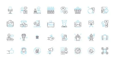 Financial Managers linear icons set. Analysis, Budgeting, Investments Stock Illustration