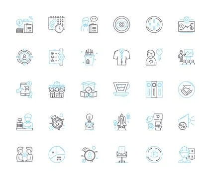 Financial Managers linear icons set. Analysis, Budgeting, Investments Stock Illustration