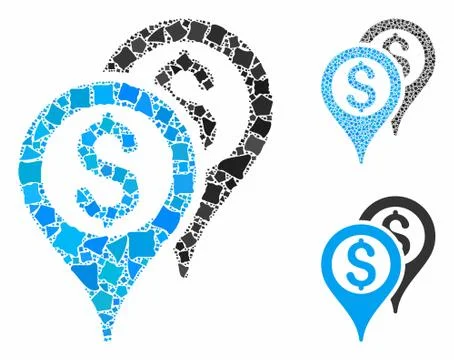 Financial map pointers Composition Icon of Inequal Elements Stock Illustration