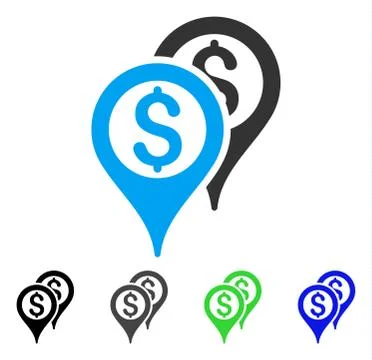 Financial Map Pointers Flat Icon 스톡 일러스트