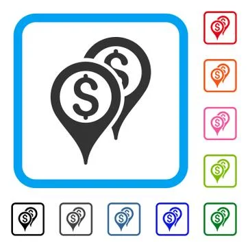 Financial Map Pointers Framed Icon Stock Illustration