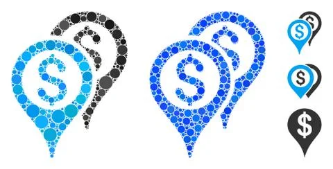 Financial Map Pointers Mosaic Icon of Circles Stock Illustration