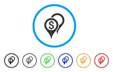 Financial Map Pointers Rounded Icon Stock Illustration