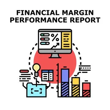 Financial margin performance report analyzing business strategy Stock Illustration