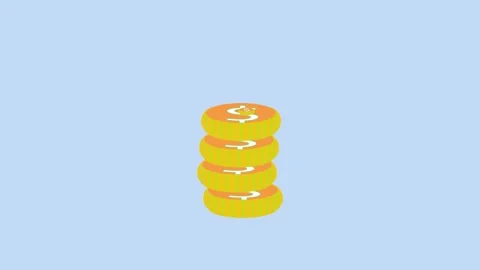 Financial market animated stack gold coins dollar sign currency wealth fina.. Stock Footage 321442942