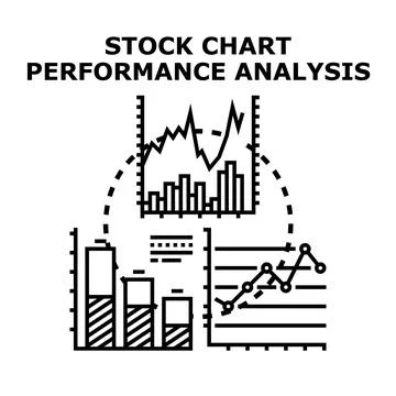 Financial market chart performance analysis evaluating data Stock Illustration