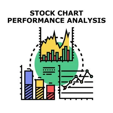 Financial market chart performance analysis evaluating data Stock Illustration