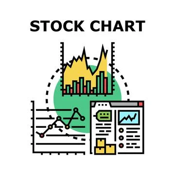 Financial market data analysis using stock charts Stock Illustration