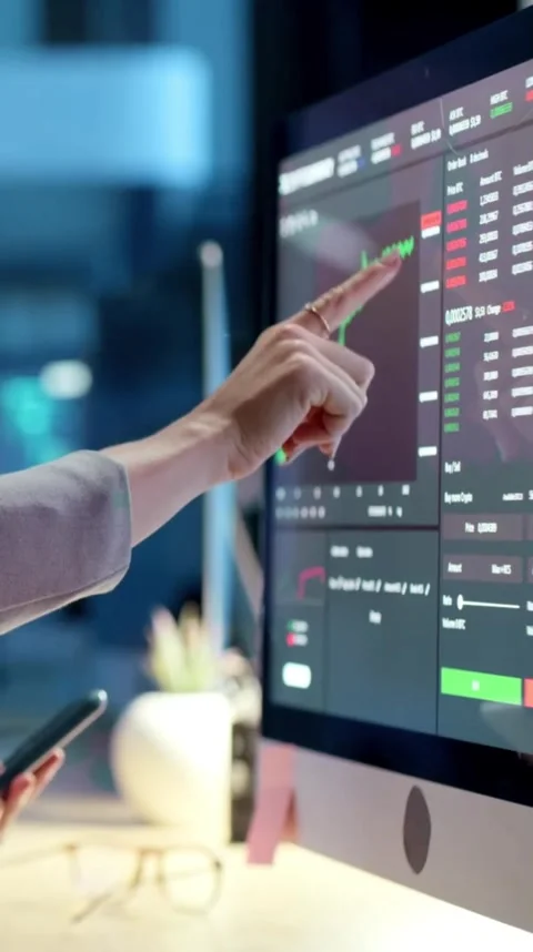 Financial Market Data Visualization on a Computer Screen Display Stock Footage 306312442
