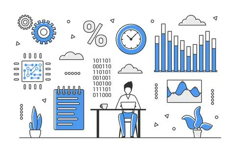 Financial market evolution and analytics Stock Illustration
