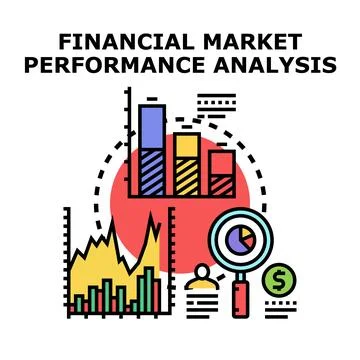 Financial market performance analysis with data visualization Stock Illustration