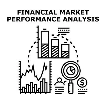 Financial market performance analysis with data visualization Stock Illustration