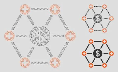 Financial Medical Network Vector Mesh 2D Model and Triangle Mosaic Icon Stock Illustration