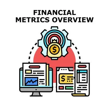 Financial metrics overview analyzing data and performance Stock Illustration