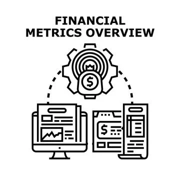 Financial metrics overview analyzing data and performance Stock Illustration