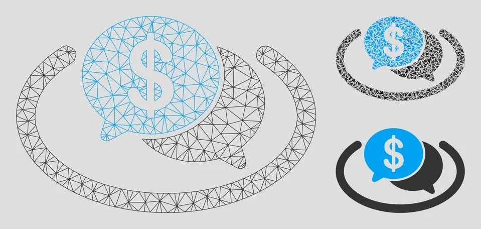 Financial Network Chat Vector Mesh 2D Model and Triangle Mosaic Icon Stock Illustration