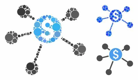 Financial network Composition Icon of Circle Dots Stock Illustration