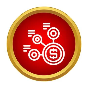 Financial network connecting money data points in a red circle Stock Illustration