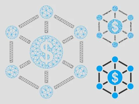 Financial Network Vector Mesh 2D Model and Triangle Mosaic Icon Stock Illustration