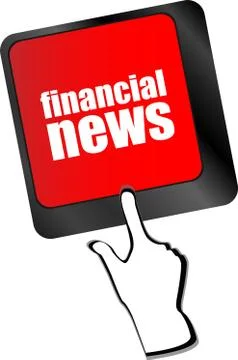 Financial news button on computer keyboard Illustrazione stock