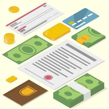 Financial objects. Precious things. Stock Illustration