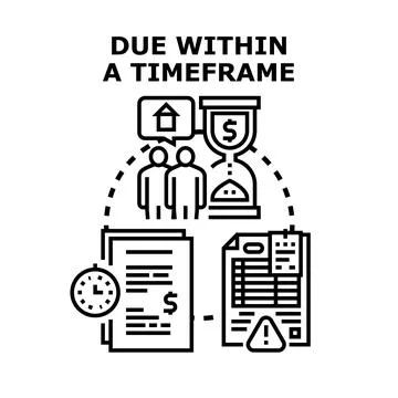 Financial obligation deadline concept with documents and hourglass Stock Illustration