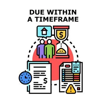 Financial obligation deadline concept with documents and hourglass Stock Illustration