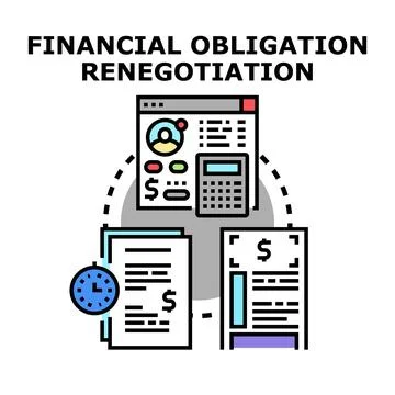 Financial obligation renegotiation process reducing debt liabilities Stock Illustration