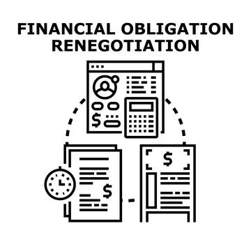 Financial obligation renegotiation process reducing debt liabilities Stockillustratie