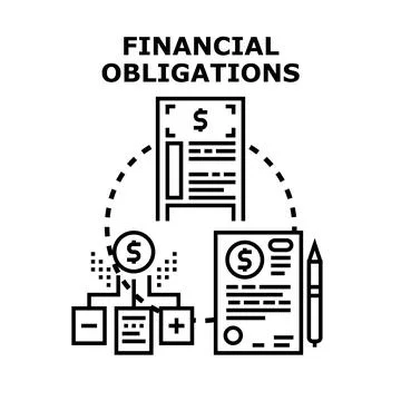 Financial obligations concept with documents and money operations Illustrazione stock