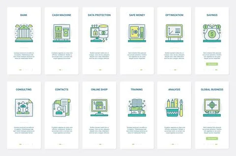 Financial optimization, finance data protection UX, UI mobile app page screen Ilustración de archivo