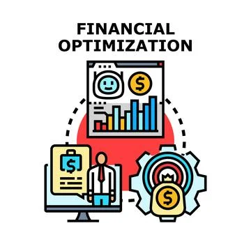 Financial optimization process for business management and investment Stock Illustration