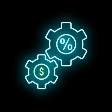 Financial optimization process glowing neon gears concept Illustrazione stock