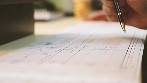Financial or industry analytics on paper in the form of graph, chart and lines.  Stock Footage 224756344