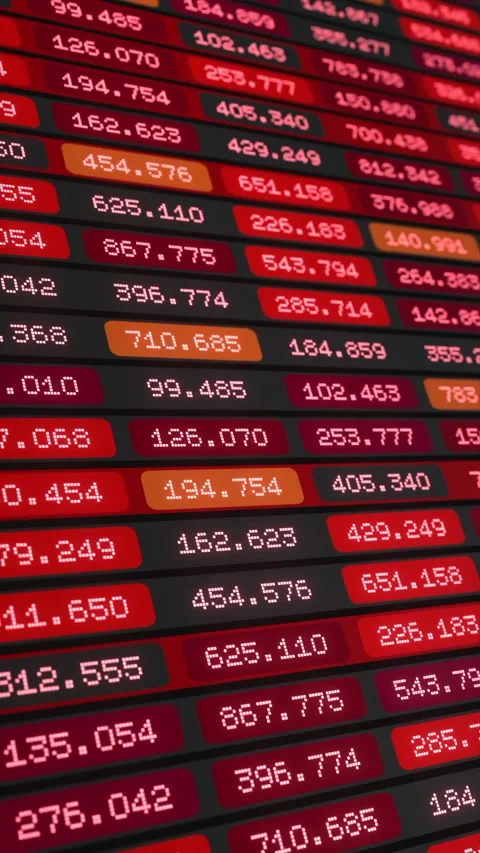 Financial or scientific data, red spreadsheet, market data, prices, parameter Stock Footage 329789194