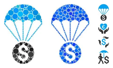 Financial Parachute Composition Icon of Circle Dots Illustrazione stock