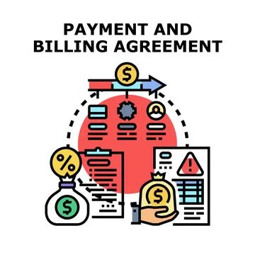 Financial payment billing agreement process outline diagram Stock Illustration