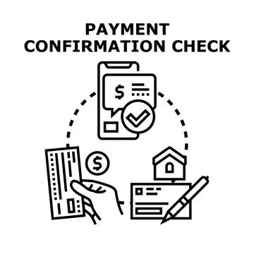 Financial payment confirmation and check processing concept Stock Illustration