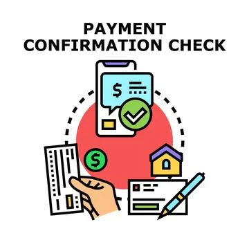 Financial payment confirmation and check processing concept Stock Illustration
