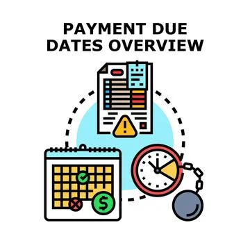 Financial payment due dates overview and important deadlines planning Stock Illustration