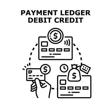 Financial payment ledger debit and credit transaction illustrating accounting 库存插图