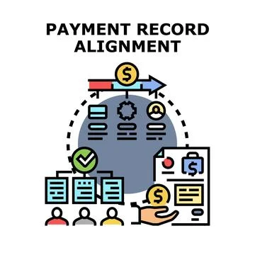 Financial payment record alignment and reconciliation process Stock Illustration