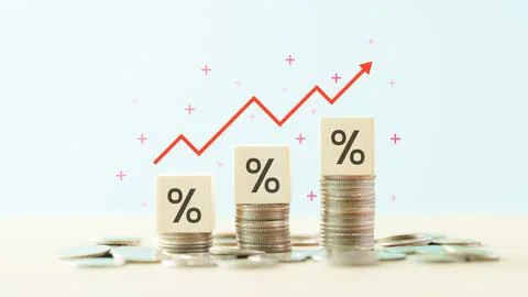 Financial percentage increase concept. Stock Photos