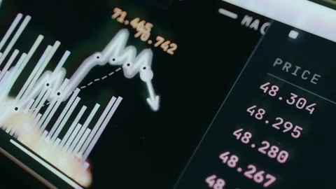 Financial performance chart with dynamic arrow movement reflecting data Stock Footage 333862553