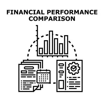 Financial performance comparison analyzing business data analytics Illustrazione stock