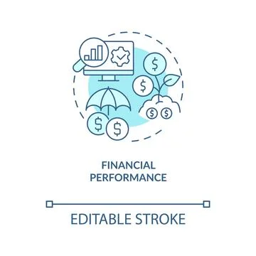 Financial performance concept turquoise icon Stock Illustration