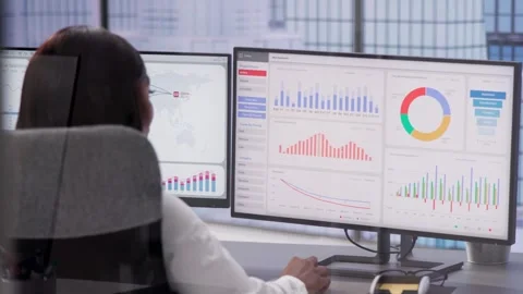 Financial Performance Dashboard: Analyzing Business Data Stock Footage 257913803