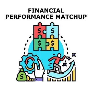 Financial performance matchup comparing business strategy and growth Stock Illustration